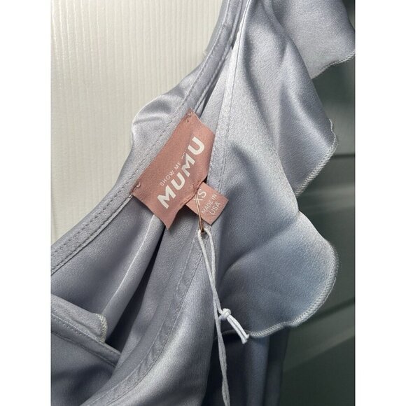 NEW Show Me Your Mumu Womens Samantha Ruffled A Line Wrap Dress Silver Luxe XS - Picture 8 of 16